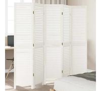 vidaXL Cloison de séparation 5 panneaux blanc bois de paulownia massif