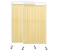 Cloison De Séparation Mobile À 2 Panneaux Sur Roulettes - Paravent Médical Portable, Tissu Imperméable, Idéal Pour Les Établissements De Santé Et Les Environnements Médicaux(Yellow)