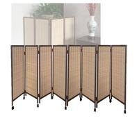 Cloison de séparation mobile pliable à 8 panneaux avec poulies en bambou pour la maison, le bureau, l'école, la maternelle (80 x 40 cm) - Élégant et fonctionnel