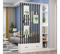 Cloison de séparation moderne autonome avec étagères de rangement élégante pour la maison et le bureau - 140 cm - Noir - Paravent décoratif