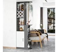 Cloison de séparation multifonction en bois avec étagères de rangement et porte-gobelet - Paravent d'intimité pour maison, bars, hôtels, appartements - Assemblage facile - Gris foncé (60 x 30 cm)