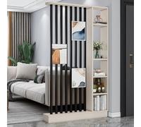 Cloison de séparation murale moderne - Grand panneau d'intimité et armoire de rangement avec étagères pour la maison, le bureau et le dortoir (beige-noir, 120 x 24 x 200 cm)