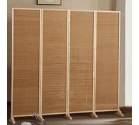 Cloison de séparation murale pliante à 4 panneaux en bois tissé à la main pour la maison, le bureau, la chambre d'enfant, l'hôpital, 122 cm de hauteur