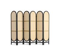 Cloison de Séparation Paravent 6 Panneaux en Rotin Tressé à la Main Marron