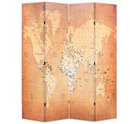 vidaXL Cloison de séparation pliable 160 x 170 cm Carte du monde Jaune