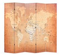Cloison de Séparation Pliable 120x170 cm Carte du Monde Jaune Paravent vidaXL