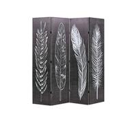 Cloison de séparation pliable 160 x 170 cm Plumes Noir et blanc