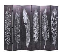 Cloison de Séparation Pliable 200x170 cm Plumes Noir et Blanc Paravent vidaXL