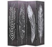 Cloison de Séparation Pliable 200x170 cm Plumes Noir et Blanc Paravent vidaXL