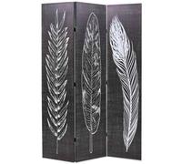 Cloison de Séparation Pliable 200x170 cm Plumes Noir et Blanc Paravent vidaXL