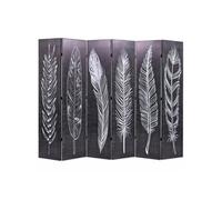 Cloison de séparation - - Pliable - 228 x 170 cm - Noir et blanc - Plumes sophistiquées