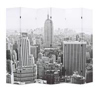 vidaXL Cloison de séparation pliable 228x170 cm New York Noir et blanc Multicolore