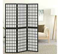 Cloison de Séparation Pliable 3 Panneaux Paravent Chambre à Coucher Noir vidaXL