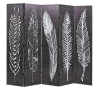 Cloison de Séparation Pliable 200x170 cm Plumes Noir et Blanc Paravent vidaXL