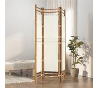 vidaXL Cloison de séparation pliante 3 panneaux – Paravent 120 cm bambou et toile blanc crème