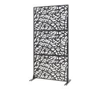 casa.pro Cloison de Séparation Intérieur Paravent Séparateur de Pièce Design Moderne pour Délimiter Différentes Espaces avec Motif Décoratif Salon Bureau Séjour Acier Galvanisé 200 x 100 x 50 cm Noir
