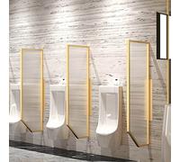 Cloison De Séparation Pour Urinoir De Toilettes Publiques, Paroi De Séparation Murale Pour Urinoir Homme, Cadre En Acier Inoxydable Et Verre Trempé Translucide, Fer,Gold Wrought Iron-2 piece se
