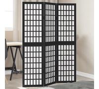 vidaXL Cloison de séparation 3 Panneaux Noir Bois de Paulownia Massif, écran d'intimité, Panneau de séparation de pièce, cloison de séparation