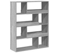 Cloison de Séparation Sonoma Gris 8 Étagères en Bois d'Ingénierie | Bibliothèque polyvalente, rangement magazines livres DVD, surface lisse, fixation murale nécessaire