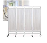 Cloison De Séparation Temporaire Pliable De 1,80 M De Haut, Paravent Médical À Roulettes, 4 Panneaux, Tissu En Soie Et Nylon Amovible(White)