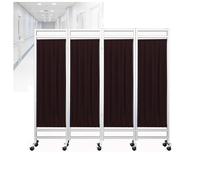 Cloison De Séparation Temporaire Pliable De 1,80 M De Haut, Paravent Médical À Roulettes, 4 Panneaux, Tissu En Soie Et Nylon Amovible(Brown)