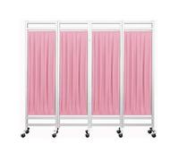 Cloison De Séparation Temporaire Pliable De 1,80 M De Haut, Paravent Médical À Roulettes, 4 Panneaux, Tissu En Soie Et Nylon Amovible(Pink)