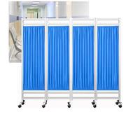 Cloison De Séparation Temporaire Pliable De 1,80 M De Haut, Paravent Médical À Roulettes, 4 Panneaux, Tissu En Soie Et Nylon Amovible(Blue)