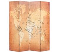 Cloison de séparation - vidaXL - Carte du monde - 160 x 180 cm - Jaune - Bois massif