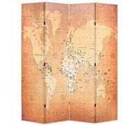 vidaXL Cloison de séparation pliable 160 x 170 cm Carte du monde Jaune Jaune