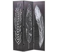 Cloison de séparation - vidaXL - Pliable 120x170 cm - Plumes Noir et blanc - Intérieur - Design contemporain Noir G