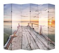Cloison de séparation - vidaXL - Pliable - 228 x 170 cm - Bois massif - Toile durable