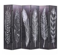 Cloison de séparation - vidaXL - Pliable - 228 x 170 cm - Noir et blanc - Plumes sophistiquées