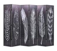 Cloison de séparation - vidaXL - Pliable - 228 x 170 cm - Noir et blanc - Plumes sophistiquées Noir G