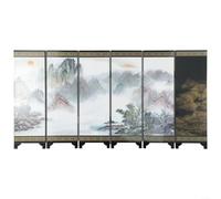 Cloison Décorative en Bois Motif Chinois Rétro Paravent Miniature 6 Sections Salon pour chambre 48x24cm