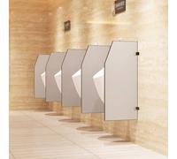 Cloison d'urinoir murale en HPL étanche, séparateur de toilette à bord arrondi, brise-vue pour toilettes publiques, hôtels, écoles(Light Gray(Beveled),2pcs)
