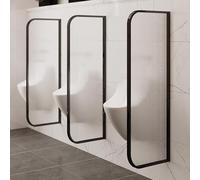 Cloison d'urinoir murale en verre trempé pour urinoir étanche Cadre en acier inoxydable Noir 2 pièces