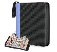 CLOKORIA Classeur Carte,Porte Cartes Avec 50 pages de 900 Cartes,Organisateur de cartes pour cartes de jeu TCG (Costuras azules y negras, 900 Bolsillos)