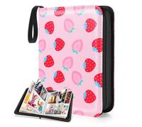 CLOKORIA Classeur Carte pour filles,Porte Cartes Avec 55 pages de 440 Cartes,Organisateur de cartes pour cartes de jeu TCG, collection de cartes de sport (pêche aux fraises)