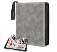 CLOKORIA Classeur pour cartes à collectionner pour 440 cartes à collectionner avec 55 pochettes, 4 poches pour cartes de jeu TCG, collection de cartes de sport, album à collectionner (gris, 440 poches