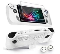 CLOKORIA Coque de protection compatible avec ASUS Rog Ally 2023 en 1 - Coque pour Rog Ally avec 2 films de protection d'écran en verre trempé et 2 capuchons de pouce (blanc)