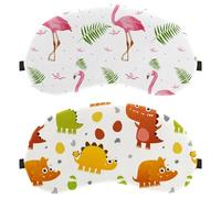 Clolorful Lot de 2 masques de sommeil pour homme et femme Motif dinosaure Catoon Sans pression Respirant Bloque la lumière