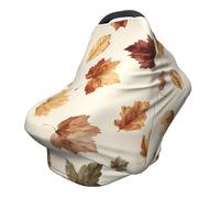 Clolrful Couverture d'allaitement en feuilles d'érable Couverture complète 360° Écharpe extensible pour l'allaitement et le siège de voiture Convient à la plupart des poussettes et landaus