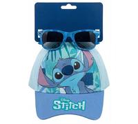 Clondo Ensemble chapeau avec visière et lunettes de soleil pour enfants (3-8 ans) | Kit d'été personnages officiels | Casquette 100 % coton et lunettes protection UV | Idée cadeau, Stitch, 53