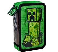 Clondo Trousse 2 compartiments complets, pour Minecraft Fan, 32 pièces, stylos, crayons, marqueurs, crayons - école primaire et cadeau - gadget officiel pour enfant