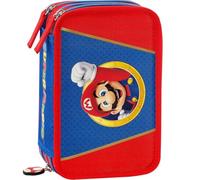 Clondo Trousse à 3 compartiments remplie pour enfant, pour fans de Super Mario, 45 accessoires scolaires, 3 fermetures éclair, ensemble de papeterie