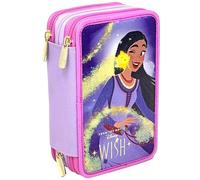 Clondo Trousse à trois compartiments remplie, avec 44 accessoires scolaires, 3 fermetures éclair, 20 cm, 20 x 12 x 7 cm