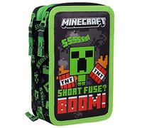 Clondo Trousse Scolaire Complète 45 Pièces pour Fan de Minecraft - Kit Créatif Triple Compartiment avec Stylos Gel Effaçables, Crayons 4.0 mm, Feutres - Idée Cadeau Vert et Noir