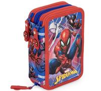 Clondo Trousse scolaire complète à 3 compartiments - 46 accessoires pour enfants - Kit de papeterie avec 3 stylos gel effaçables, marqueurs, crayons, colle, surligneur, gadget officiel, Spiderman 26