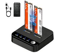 Cloneur SSD M.2 NVMe SATA avec boîte de rangement, 20 Gbit/s USB 3.2 Gen2x2 Dual Bay M.2 SSD Duplicateur hors ligne, boîtier NVMe et SATA à protocole croisé, lecteur SSD à clé M/B+M 16 To pour