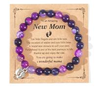 CLOORDE Bracelet « To An Amazing New Mom » pour la fête des mères - Cadeau pour une nouvelle maman - Améthyste naturelle - Pierre de lave rose - Bijoux de grossesse - Cadeau pour maman, Large